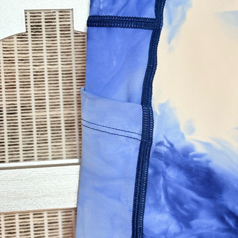 NWT ZYIA Blue and White Tie-Dye Leggings High Waist Performance - Picture 5 of 9